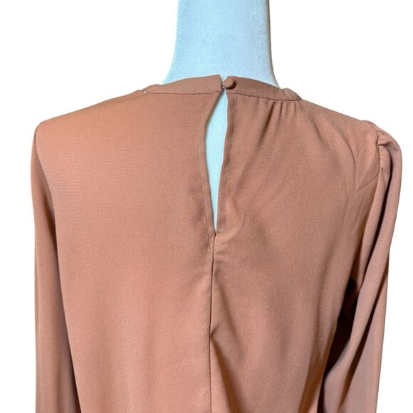 Nine West Womens Blouse Small Spice Long Sleeve Round‎ Neck Twist Front Top - Picture 6 of 16